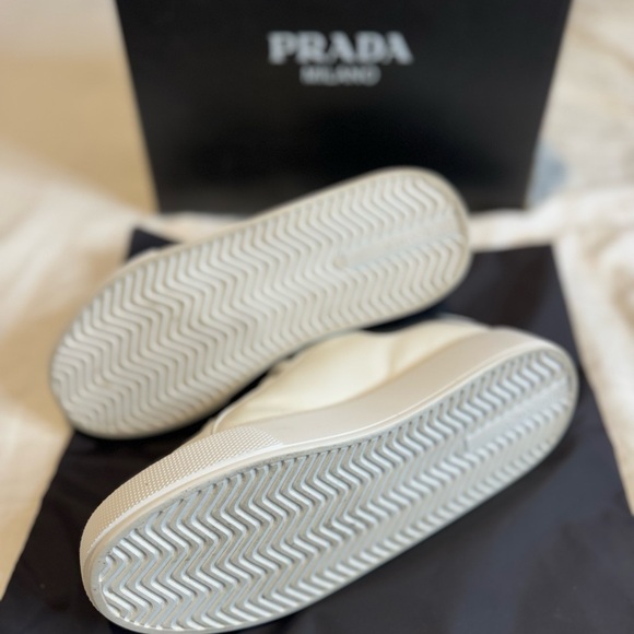 Prada White and Black Platform Sneakers - Picture 10 of 14